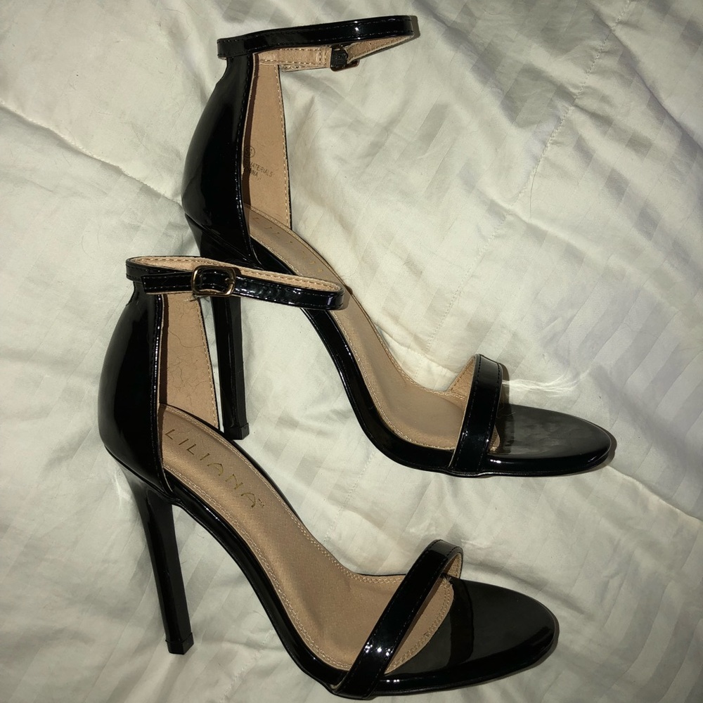 black ankle strap heels